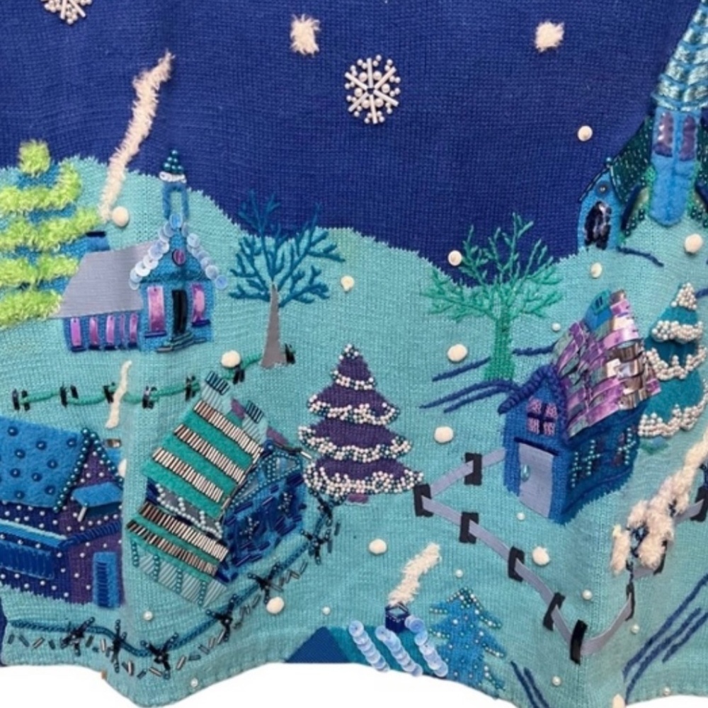 Michael Simon Vintage Christmas Village Sweater Size Medium - Picture 2 of 8